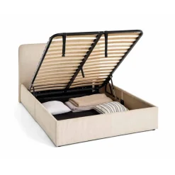 Goyave - lit coffre - 140x190 - en velours côtelé - sommier inclus