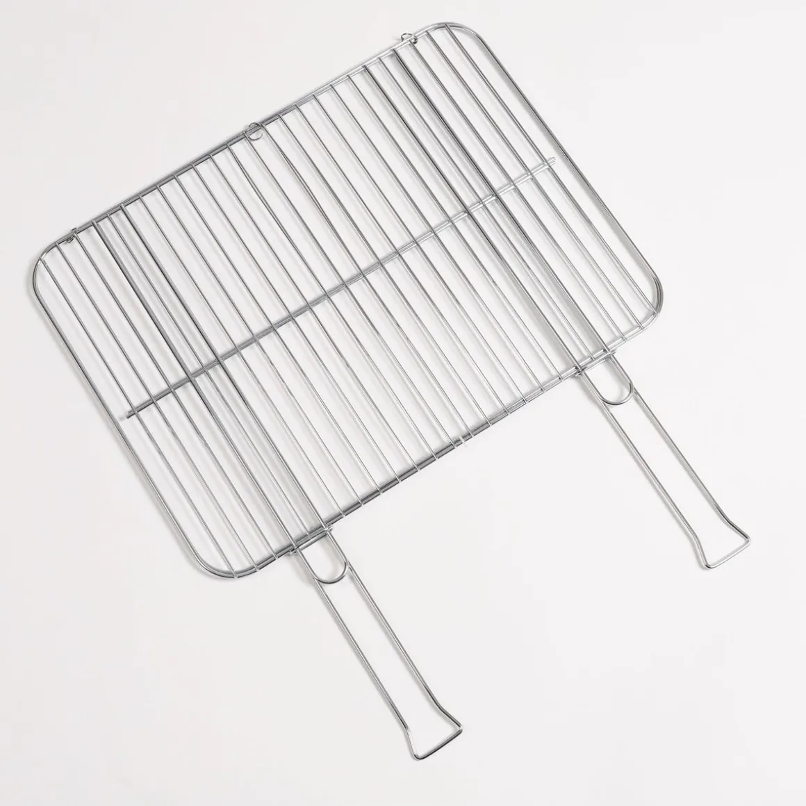 Grille de barbecue double rectangulaire 51x38 cm - manche en bambou