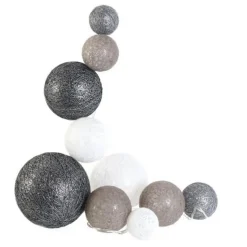 Guirlande Boules 10 Led Multi Taille 192cm Gris