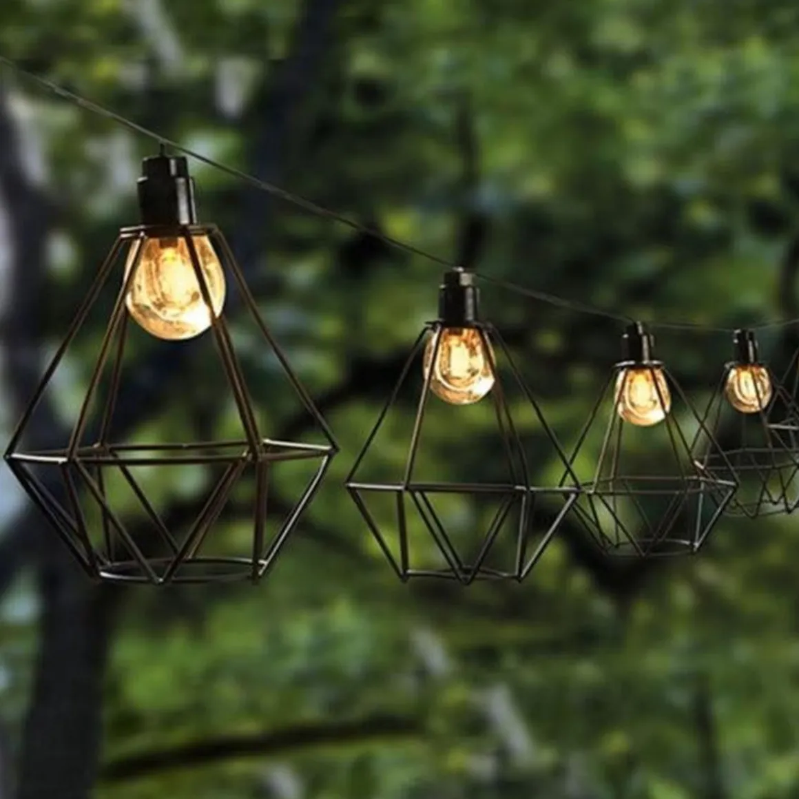 Guirlande diamant 10 ampoules MILY Noir Acier 3.90M