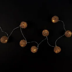 Guirlande Lumineuse 8 LED Boule Rotin 156cm Naturel