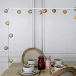 Guirlande Lumineuse 8 LED Boule Rotin 156cm Naturel