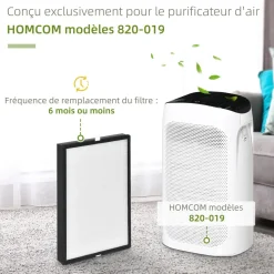 HOMCOM Filtre pour purificateur d'air réf. 823-019 - filtre 3 en 1 avec filtre à charbon actif, filtre HEPA - blanc noir