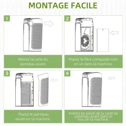 HOMCOM Filtre pour purificateur d'air réf. 823-019 - filtre 3 en 1 avec filtre à charbon actif, filtre HEPA - blanc noir
