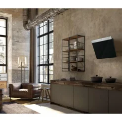 Hotte décorative inclinée 90cm 580m3/h noir - 5816724