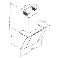 Hotte décorative inclinée 80cm 736m3/h noir - ghw880bk