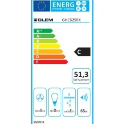 Hotte visière 60cm 250m3/h noir - ghc625bk