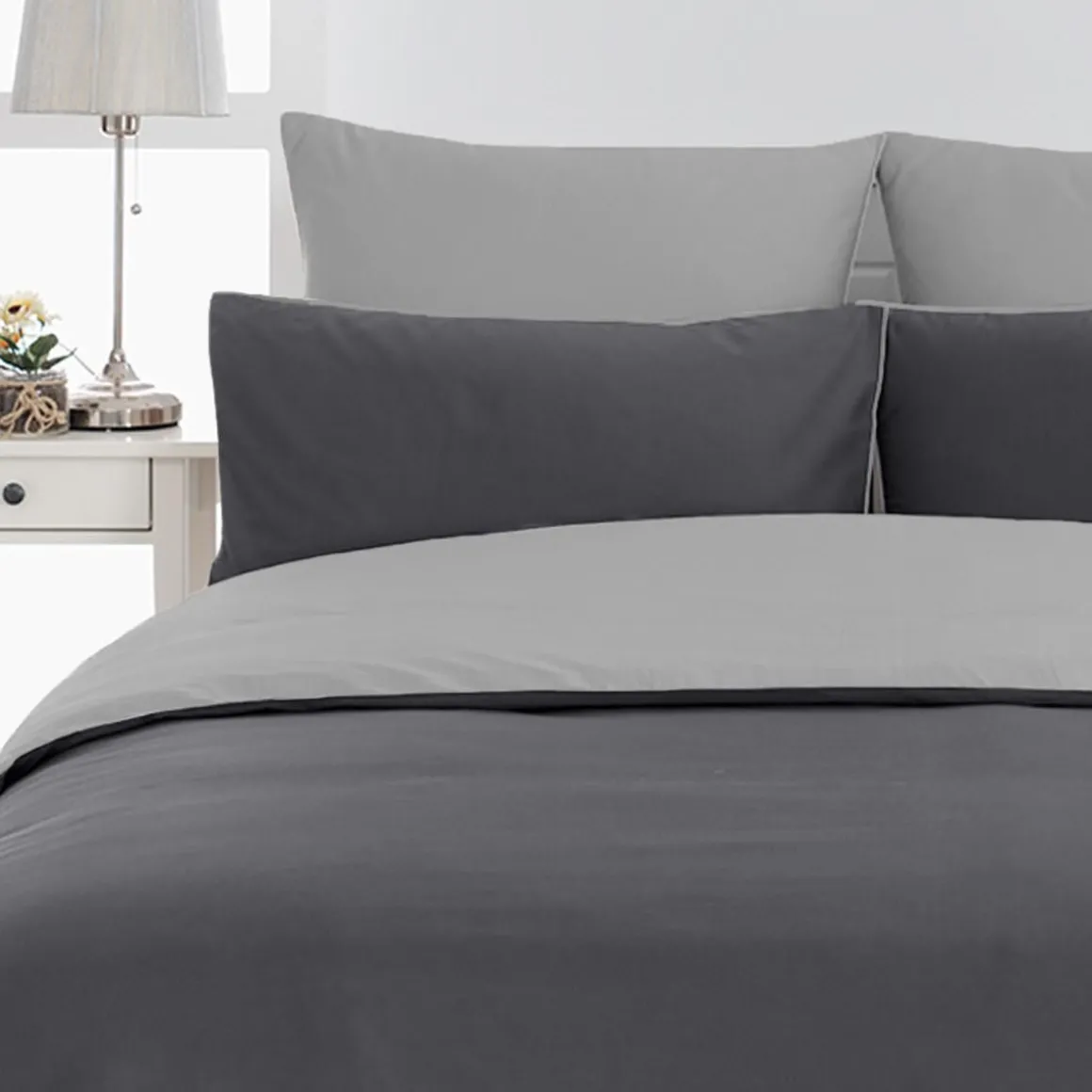 Housse de couette bicolore en percale coton DOZMARY