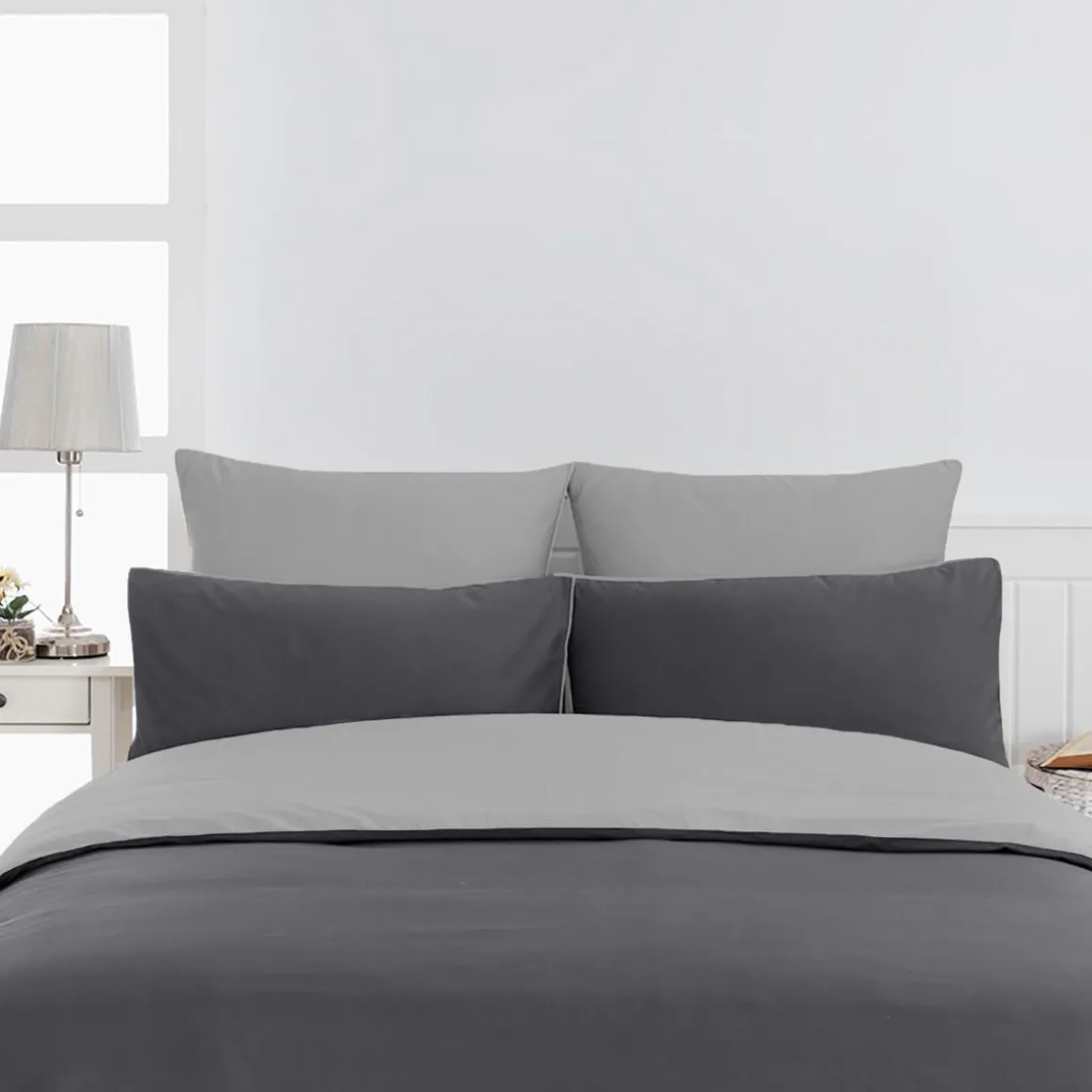 Housse de couette bicolore en percale coton DOZMARY