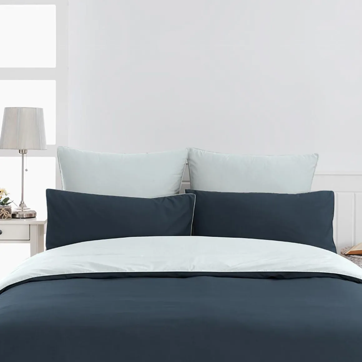 Housse de couette bicolore en percale coton DOZMARY