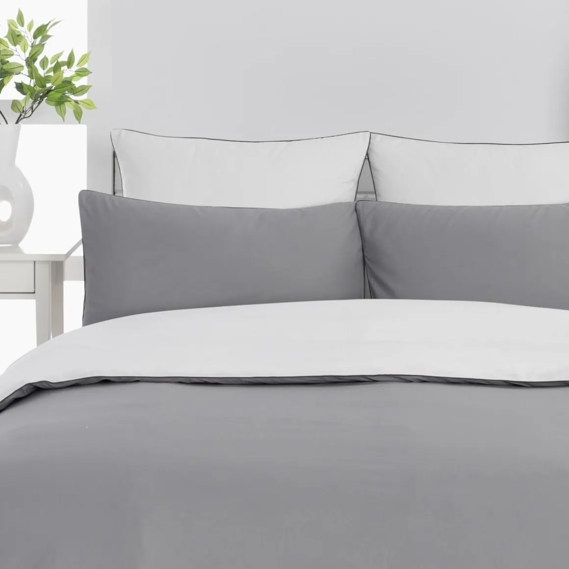 Housse de couette bicolore en percale coton DOZMARY