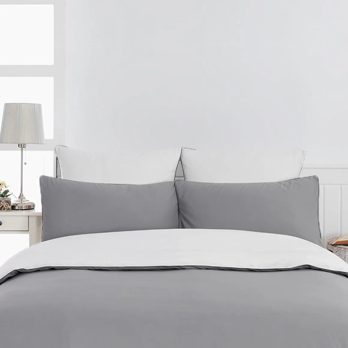 Housse de couette bicolore en percale coton DOZMARY
