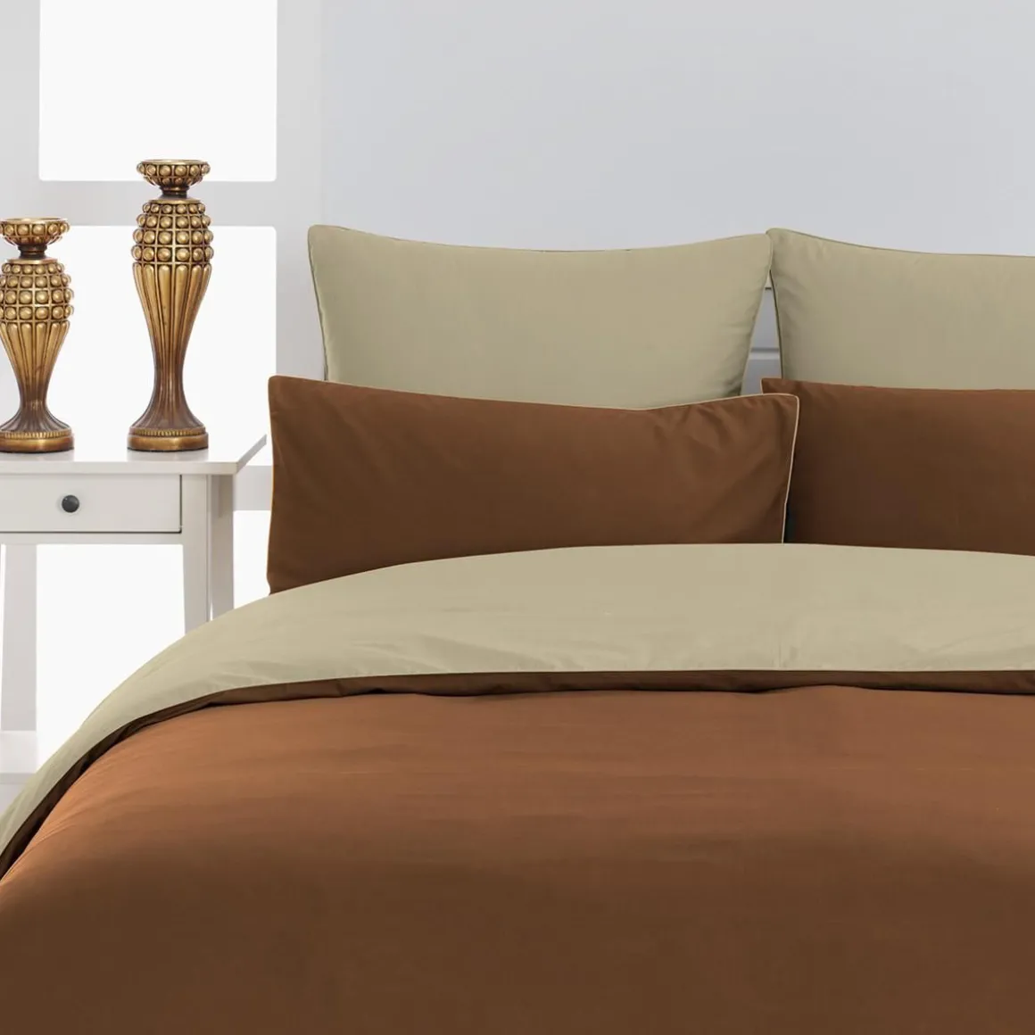 Housse de couette bicolore en percale coton DOZMARY