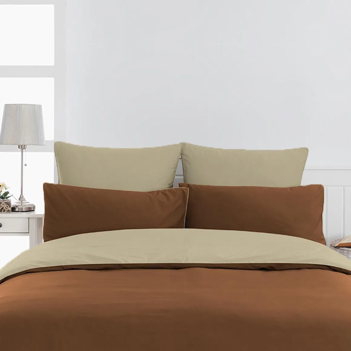 Housse de couette bicolore en percale coton DOZMARY