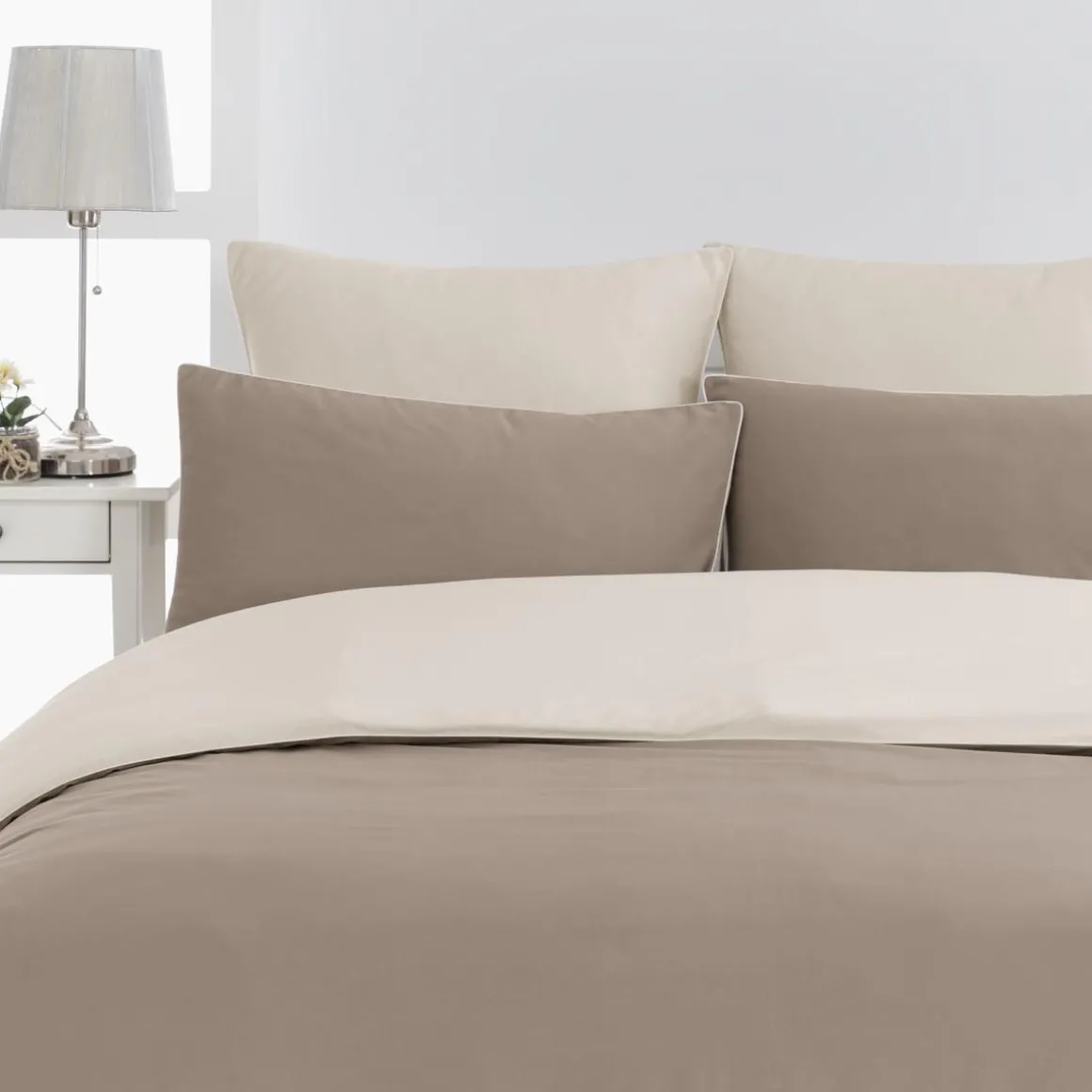 Housse de couette bicolore en percale coton DOZMARY