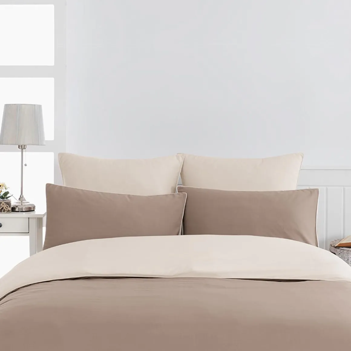 Housse de couette bicolore en percale coton DOZMARY
