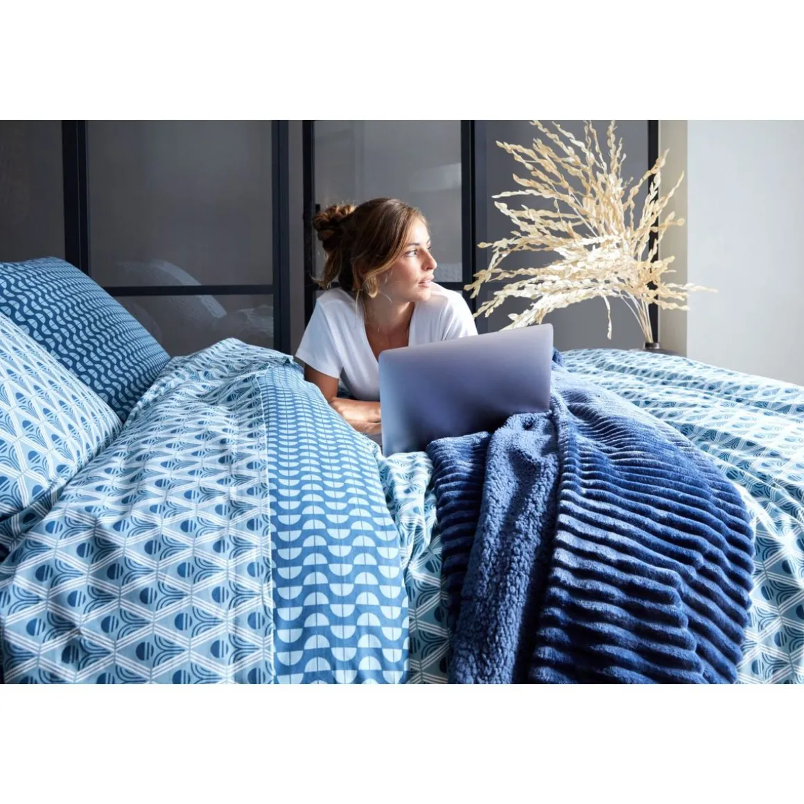 Housse de couette en coton imprimé 57 fils SAPHIRE