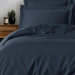 Housse de couette rayée réversible satin de coton VERSAILLES