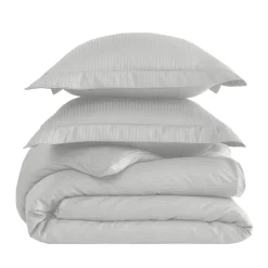 Housse de couette rayée réversible satin de coton VERSAILLES