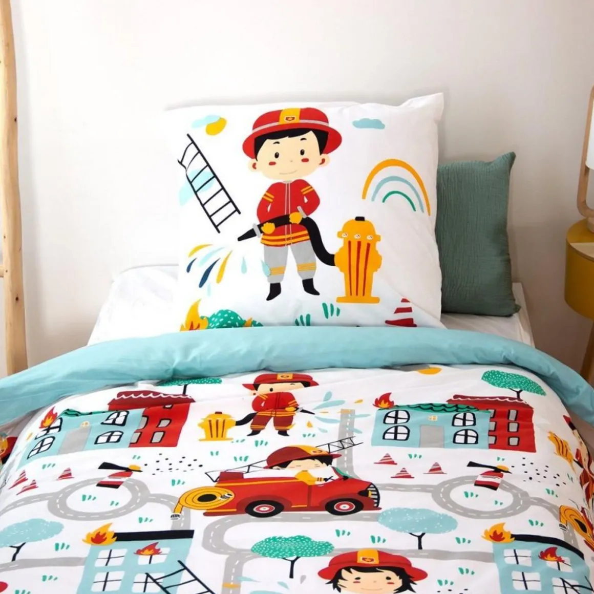 Housse de couette 140x200 + 1 taie Fuego coton adouci 57 fils