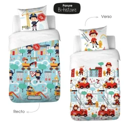 Housse de couette 140x200 + 1 taie Fuego coton adouci 57 fils