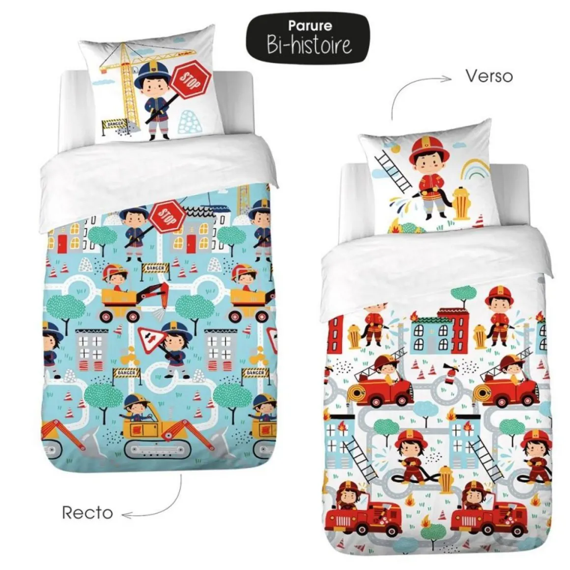 Housse de couette 140x200 + 1 taie Fuego coton adouci 57 fils