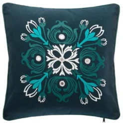 Housse de Coussin Imprimé Rosace 40x40cm Bleu