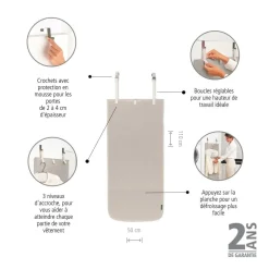 Housse table à repasser Nappe défroisseur à suspendre Grey