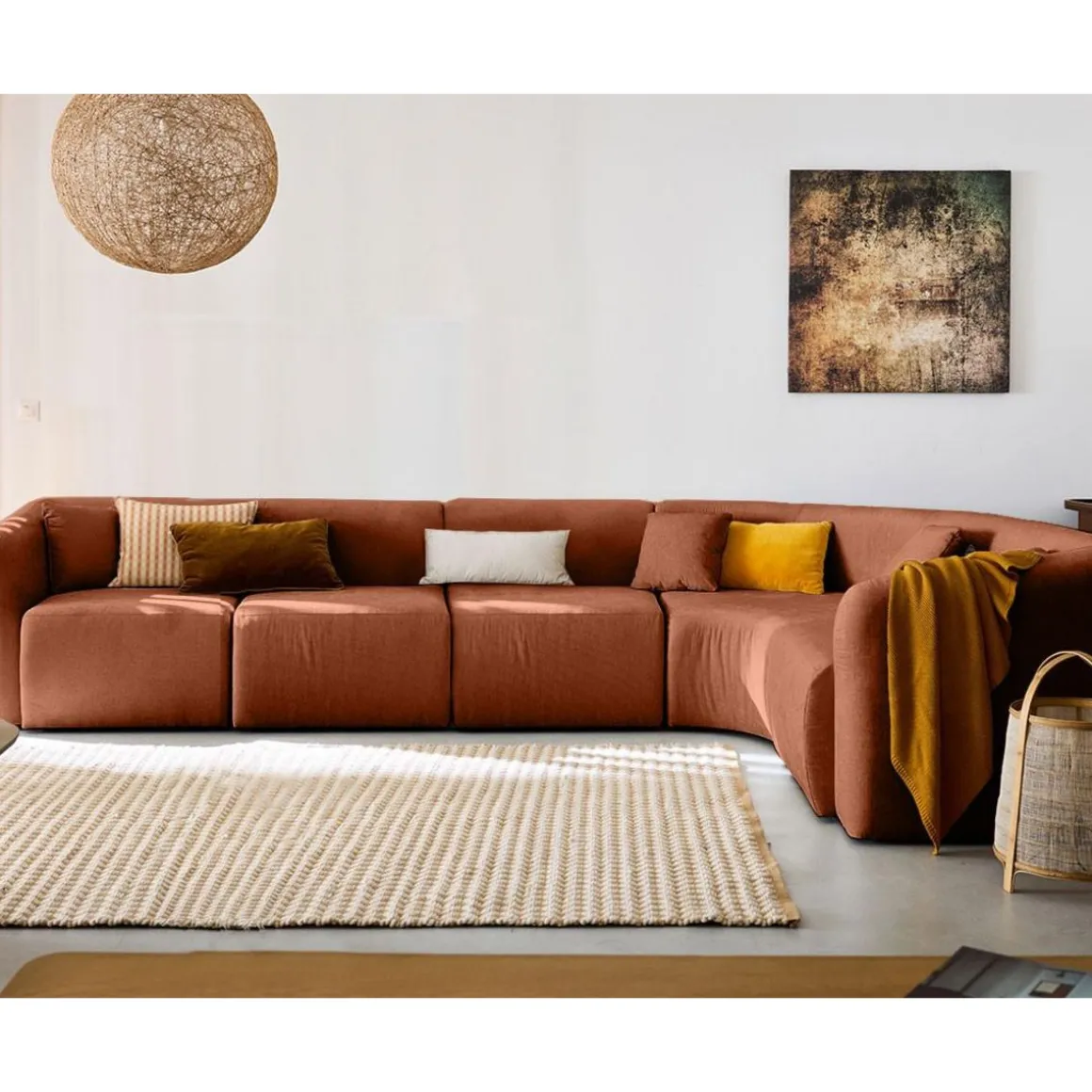 Ikare - canapé modulable d'angle droit - 6 places - en tissu