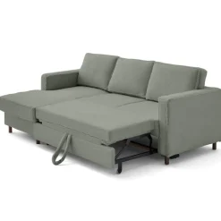 Jake - canapé d'angle gauche 4 places convertible avec coffre en fausse fourrure