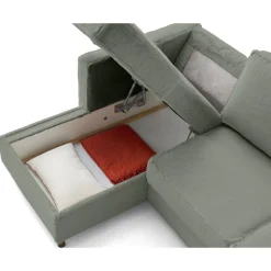 Jake - canapé d'angle gauche 4 places convertible avec coffre en fausse fourrure