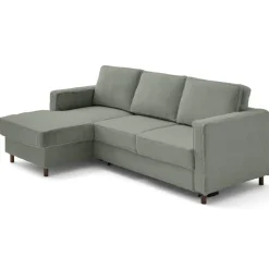 Jake - canapé d'angle gauche 4 places convertible avec coffre en fausse fourrure