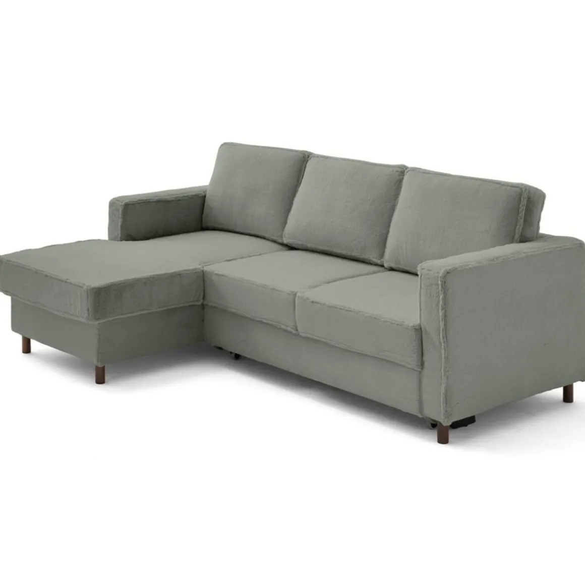 Jake - canapé d'angle gauche 4 places convertible avec coffre en fausse fourrure