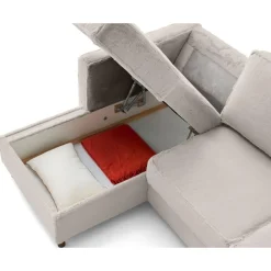 Jake - canapé d'angle gauche 4 places convertible avec coffre en fausse fourrure