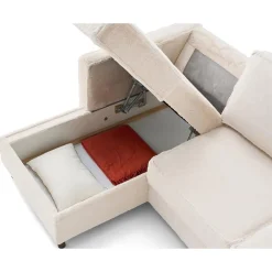 Jake - canapé d'angle gauche 4 places convertible avec coffre en fausse fourrure