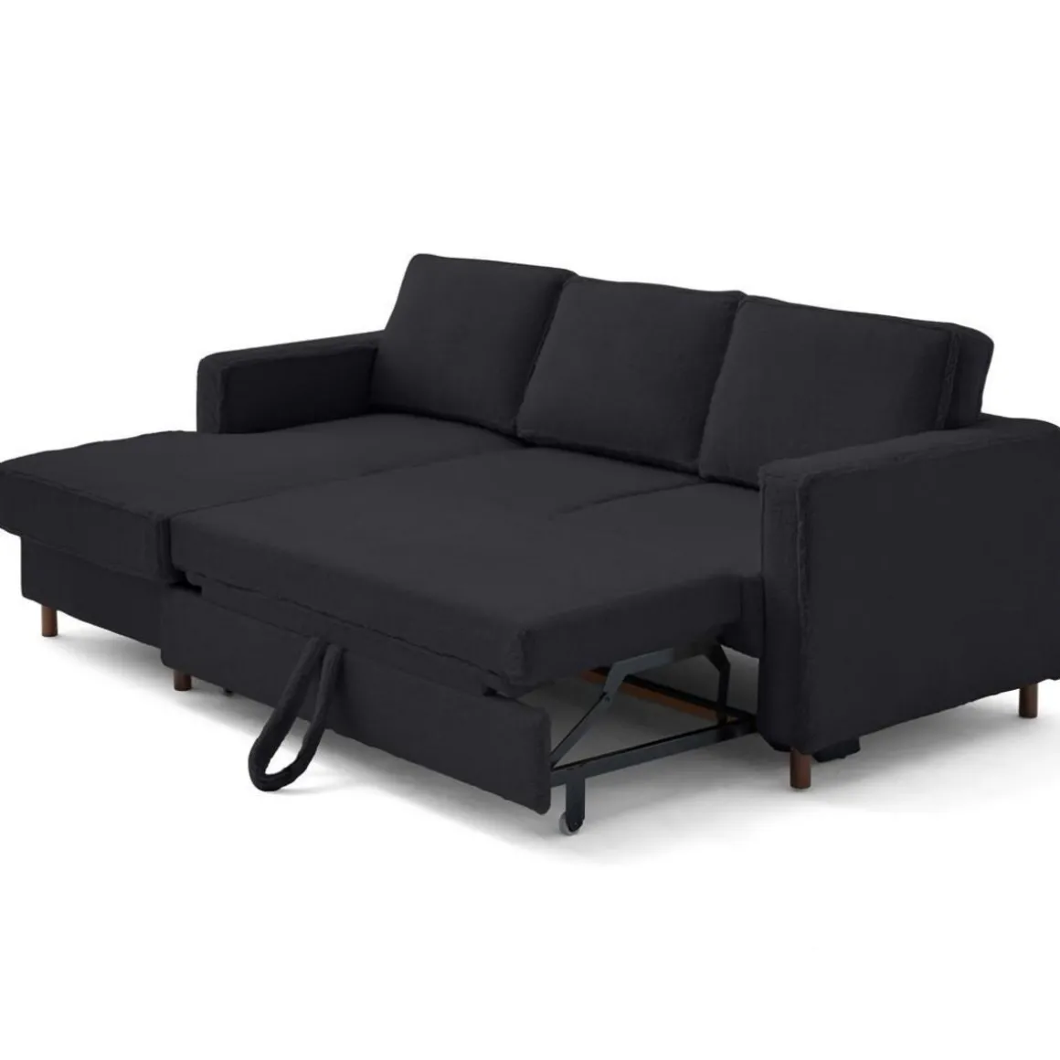 Jake - canapé d'angle gauche 4 places convertible avec coffre en fausse fourrure