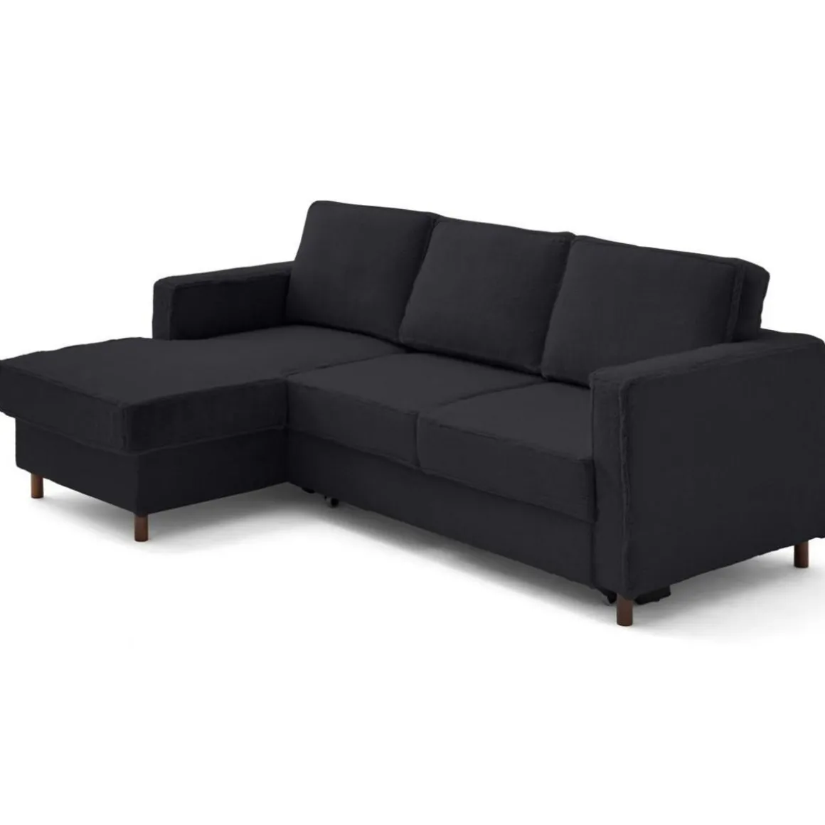 Jake - canapé d'angle gauche 4 places convertible avec coffre en fausse fourrure