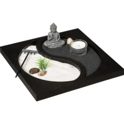 Jardin Zen Bouddha Ying Yang 23cm Noir