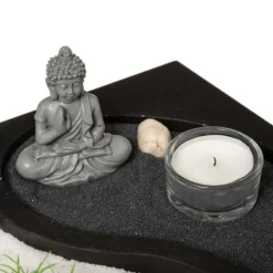Jardin Zen Bouddha Ying Yang 23cm Noir