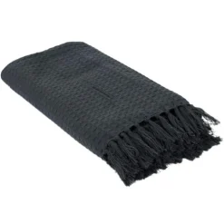 Jeté de Canapé Gaufré 130x160cm Gris Anthracite