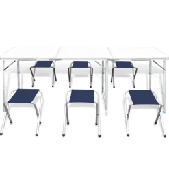 Jeu de table pliable de camping et 6 tabourets 180x60 cm