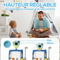 Jeux sportifs 3 en 1 enfant 18-48 mois - foot, basket, golf - effets lumineux sonores bleu