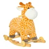 Jouet à bascule girafe et porteur sur roulettes 2 en 1 fonction sonore mugissement bois peuplier peluche courte polyester tacheté