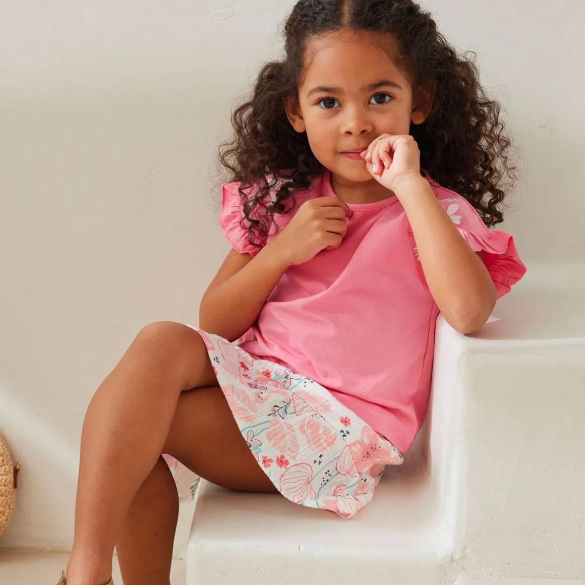 Jupe enfant écrue en gaze de coton Caraïbes