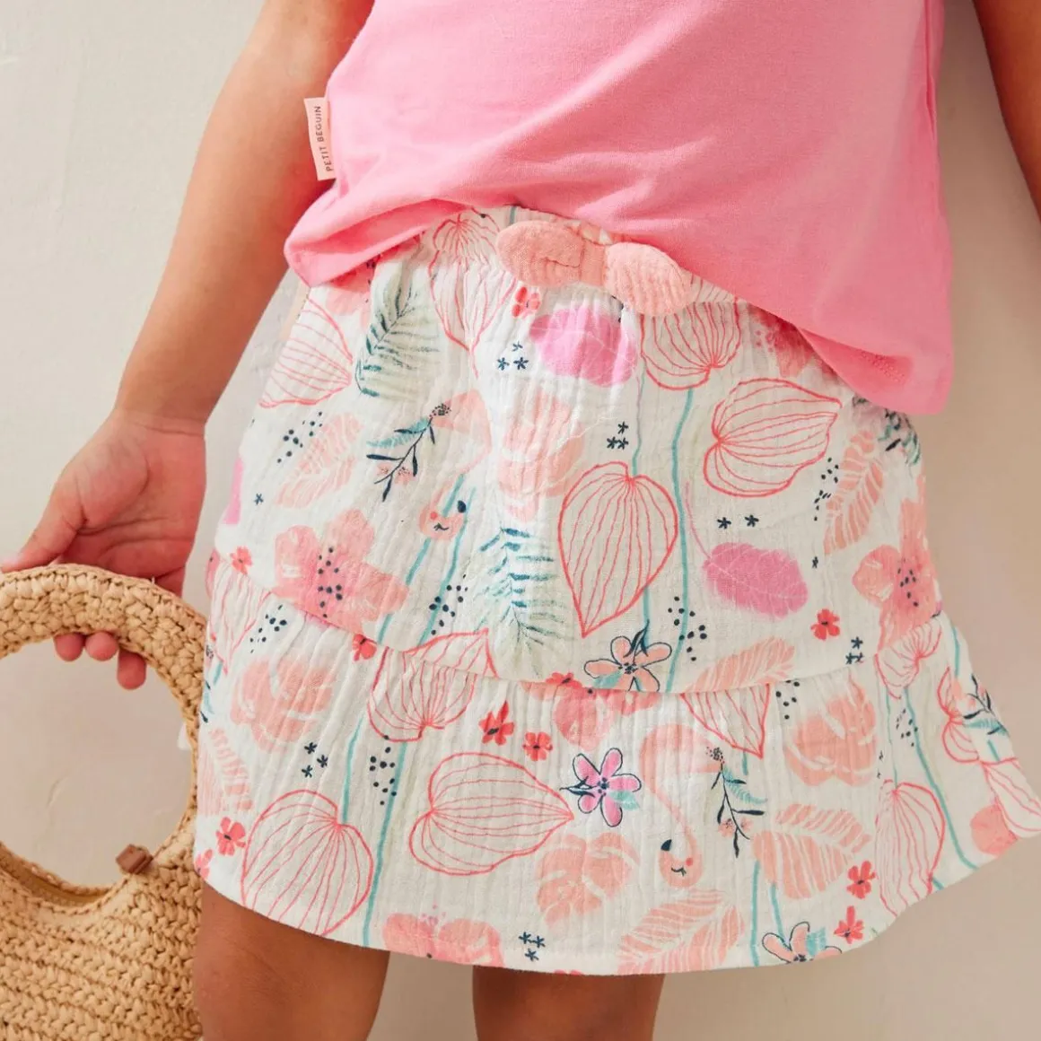 Jupe enfant écrue en gaze de coton Caraïbes