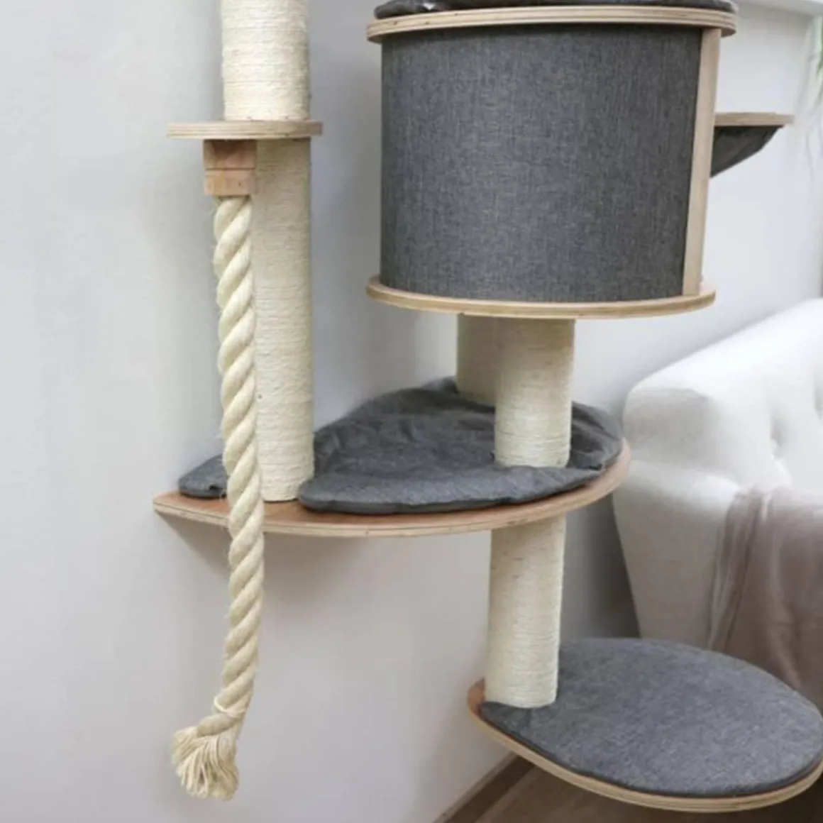 Kerbl Arbre a chats mural Dolomit 2.0 Tofana Gris 160 cm 81545