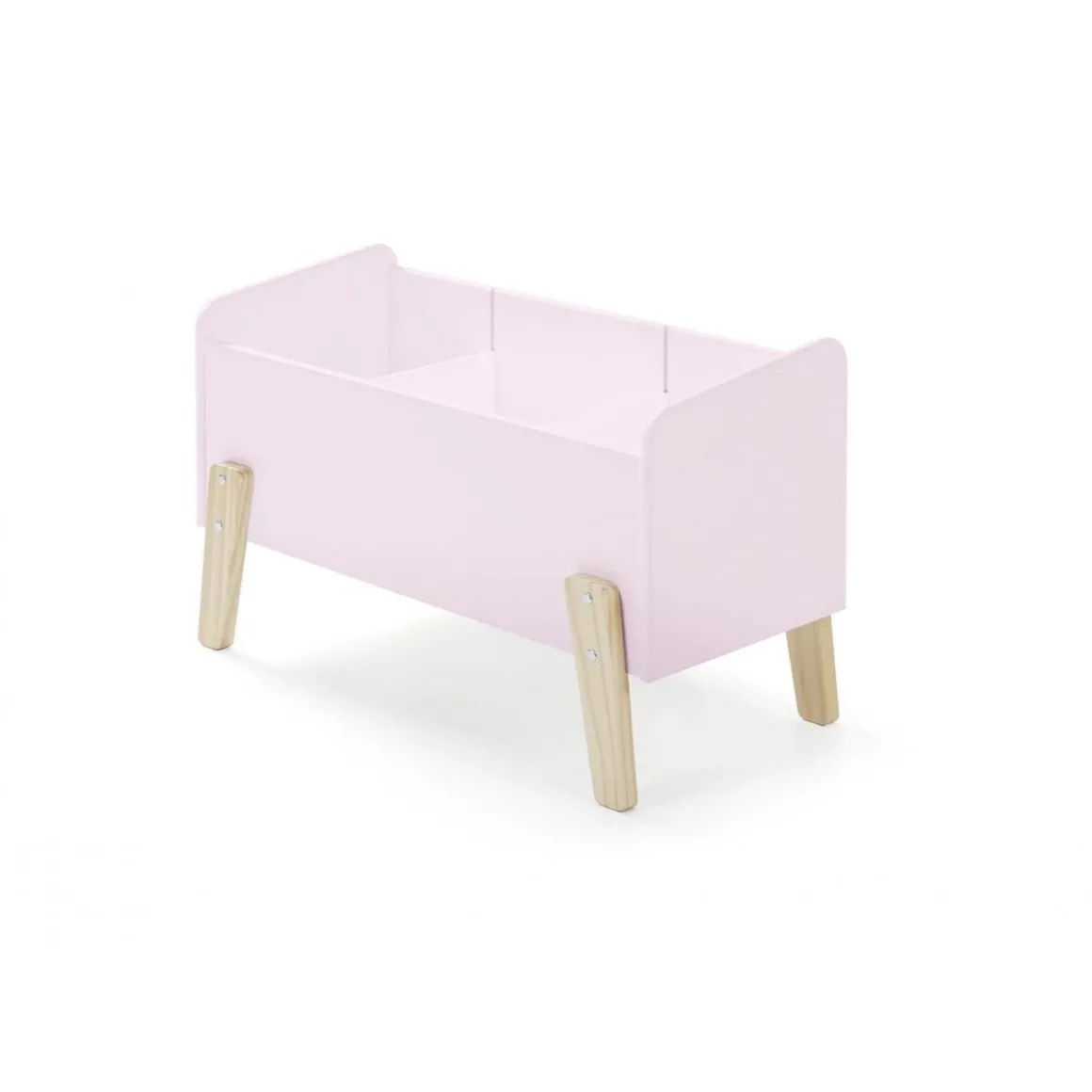 KIDDY Rose Lit simple ave sommier + Chevet + Etagères 45cm et 65cm + Coffre à jouets