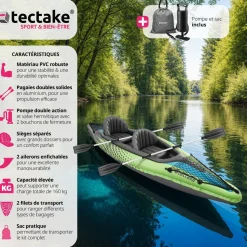 Kit de kayak avec 2 pagaies max 160 kg sac de transport inclus