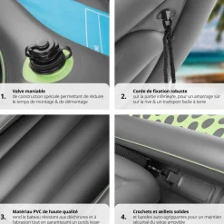 Kit de kayak avec 2 pagaies max 160 kg sac de transport inclus