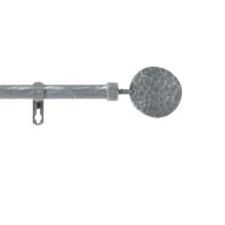 Kit de tringle à rideaux extensible Disque Martelé - L210 /L380 cm - Patine gris